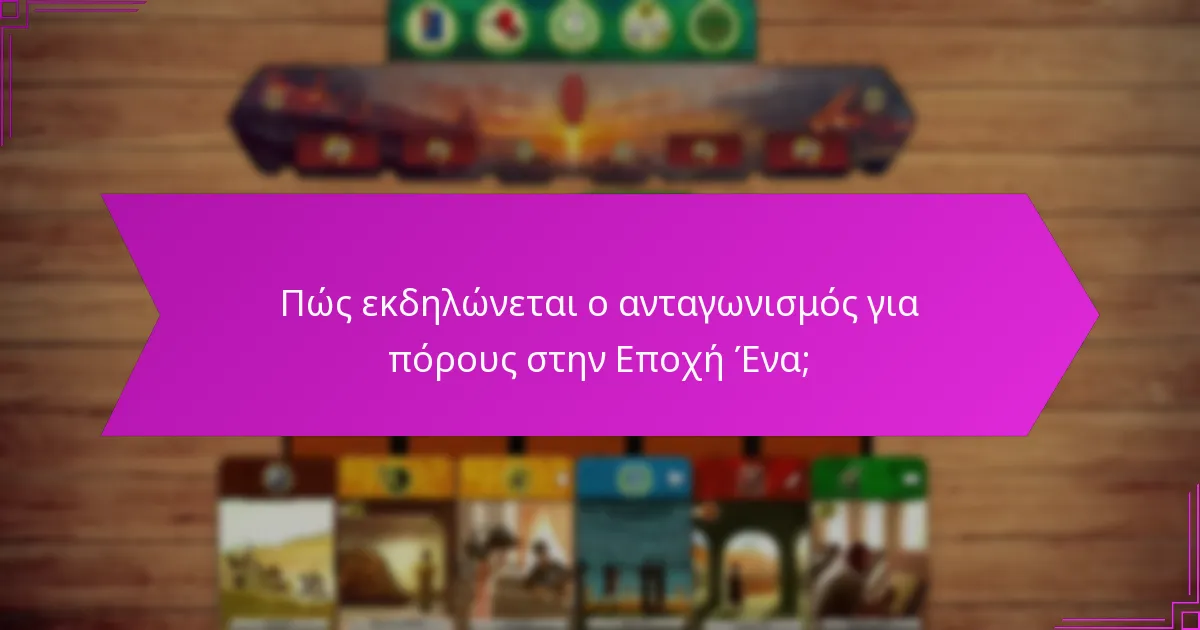 Πώς εκδηλώνεται ο ανταγωνισμός για πόρους στην Εποχή Ένα;