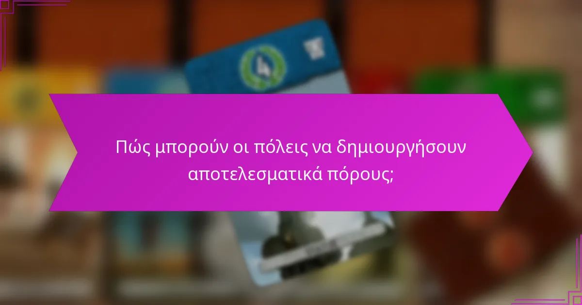 Πώς μπορούν οι πόλεις να δημιουργήσουν αποτελεσματικά πόρους;